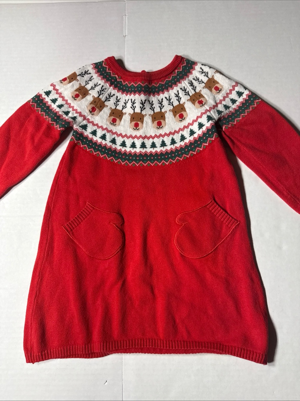 Gymboree Red Holiday Reindeer Sweater Dress - Girls 4T